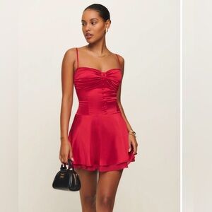 Reformation Ursula Red Silk Mini Dress | Size 8